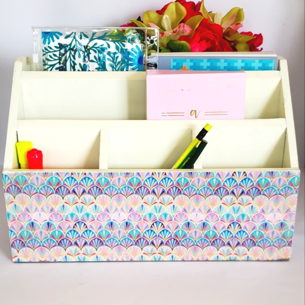 Global Artisans Hand Made Enameled Desk Caddy Organizer NWT